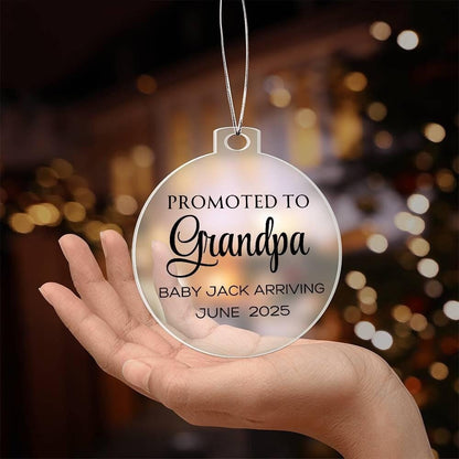 Promoted to Grandpa Baby Announcement Acrylic Ornament – view 4
