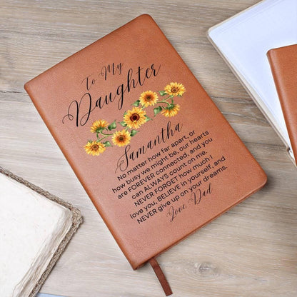 Personalized To My Daughter Sunflower Keepsake Leather Journal – view 4