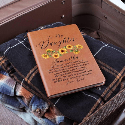 Personalized To My Daughter Sunflower Keepsake Leather Journal – view 5