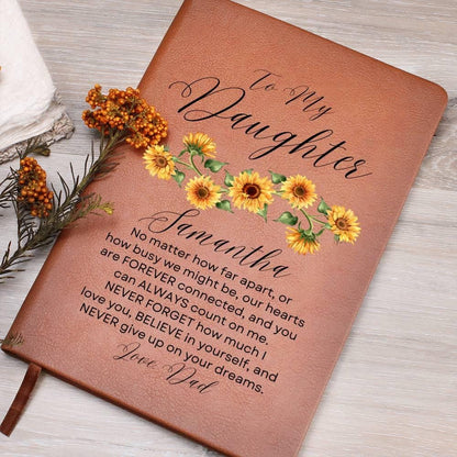 Personalized To My Daughter Sunflower Keepsake Leather Journal
