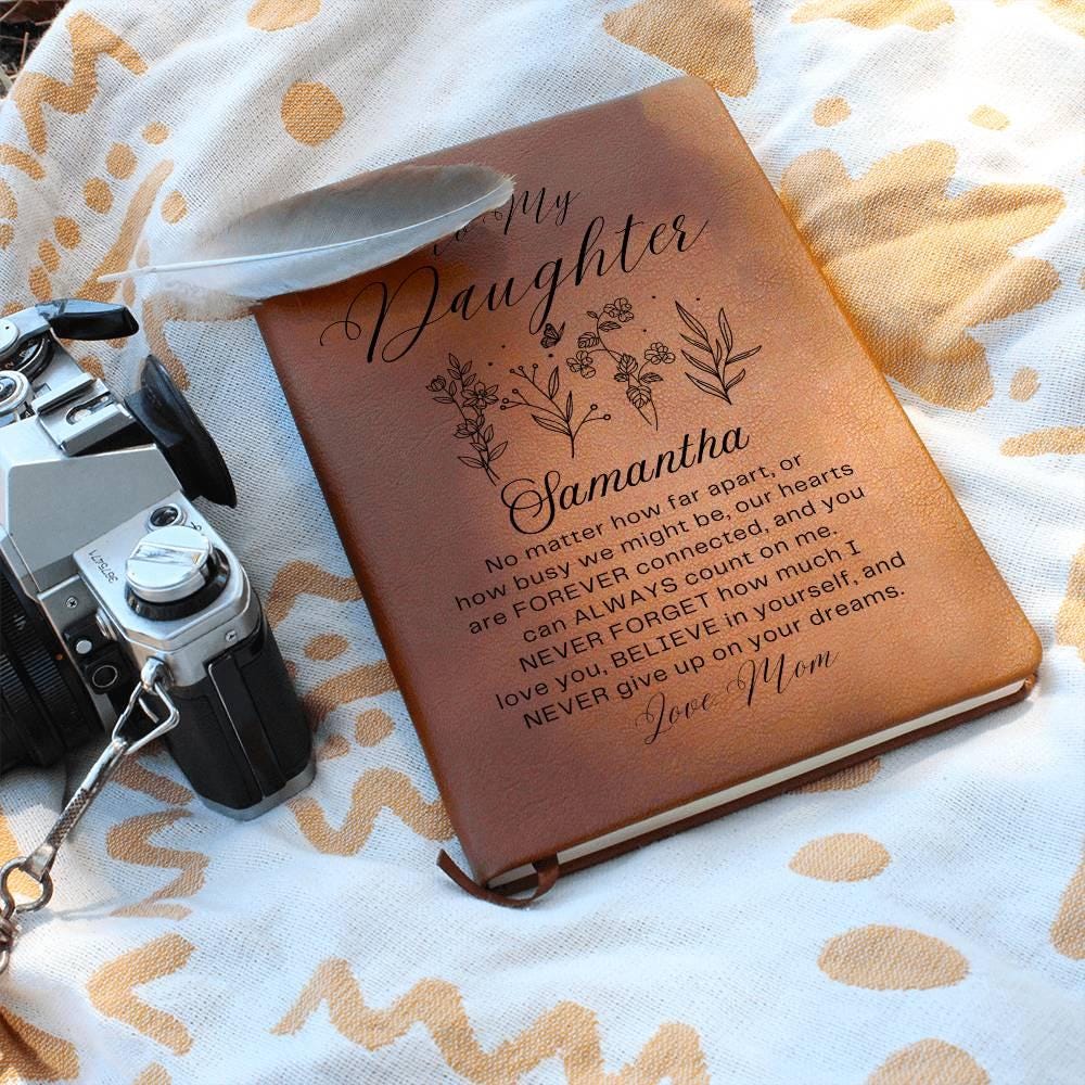 Personalized To My Daughter Floral Leather Journal – Daughter Birthday – view 7