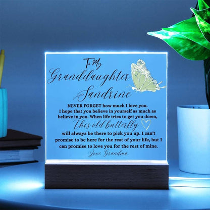 To My Granddaughter Personalized Golden Butterfly Acrylic Plaque – view 8