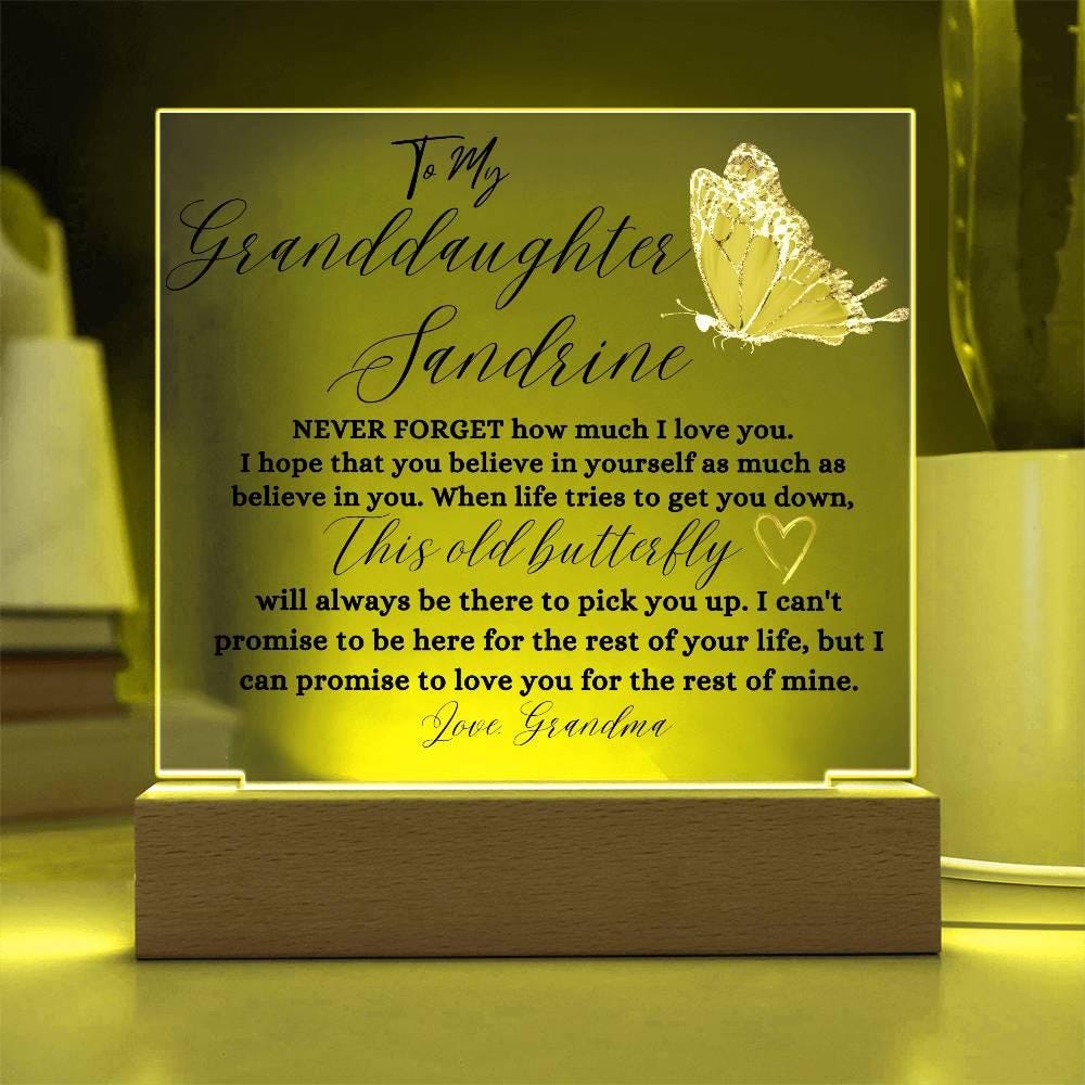To My Granddaughter Personalized Golden Butterfly Acrylic Plaque – view 7