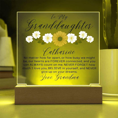 To My Granddaughter Floral Personalized LED Acrylic Plaque – view 4