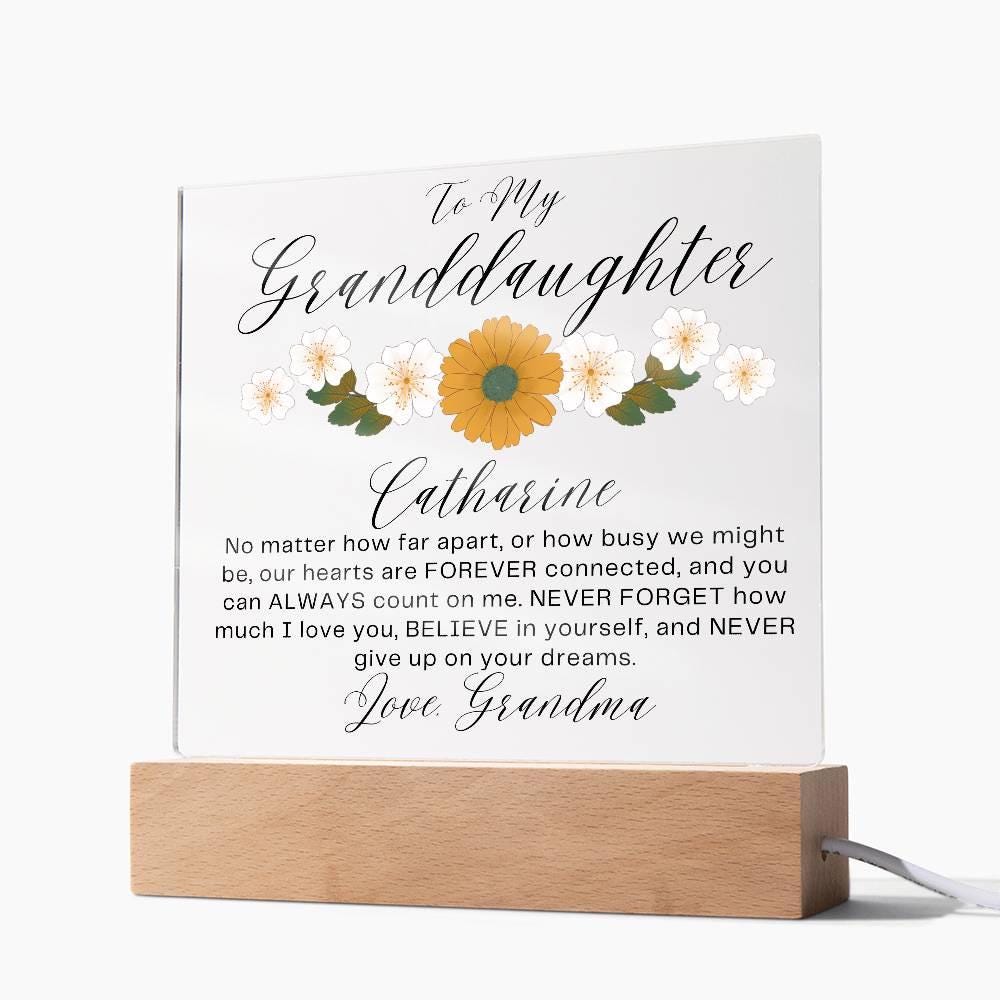 To My Granddaughter Floral Personalized LED Acrylic Plaque – view 10