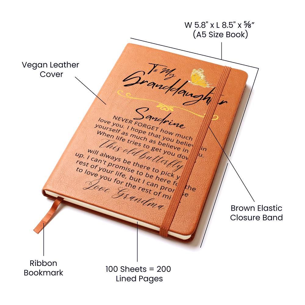 Personalized Granddaughter Butterfly Leather Journal – view 4