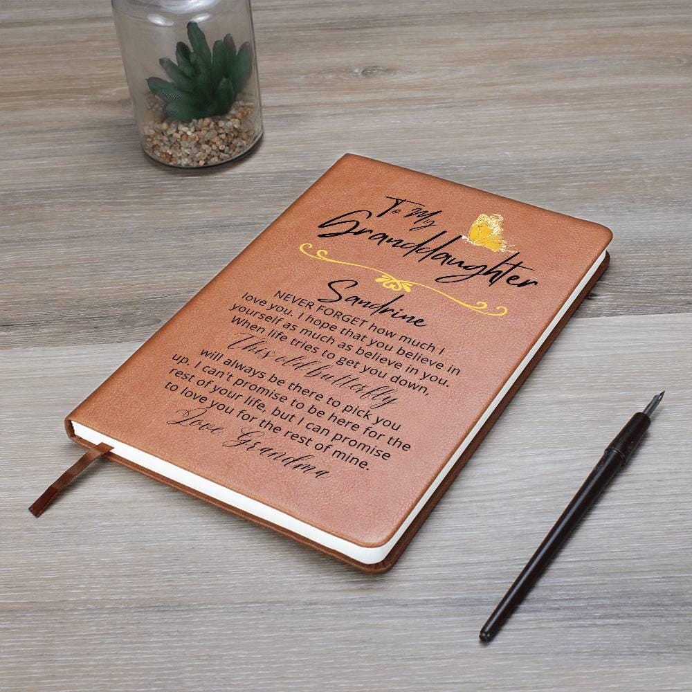 Personalized Granddaughter Butterfly Leather Journal – view 9