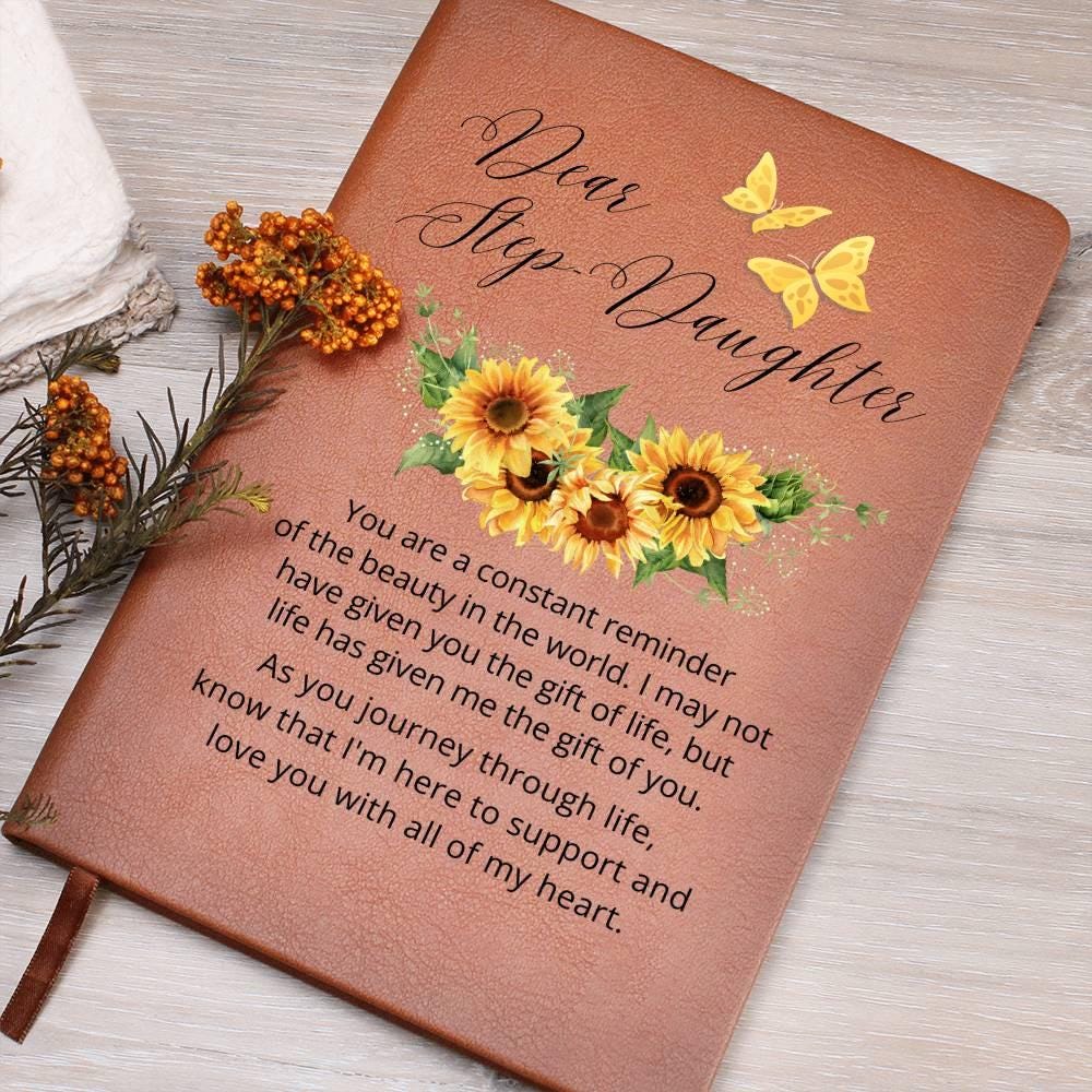 Dear Stepdaughter Personalized Sunflower Leather Journal