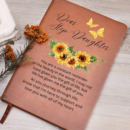 Dear Stepdaughter Personalized Sunflower Leather Journal