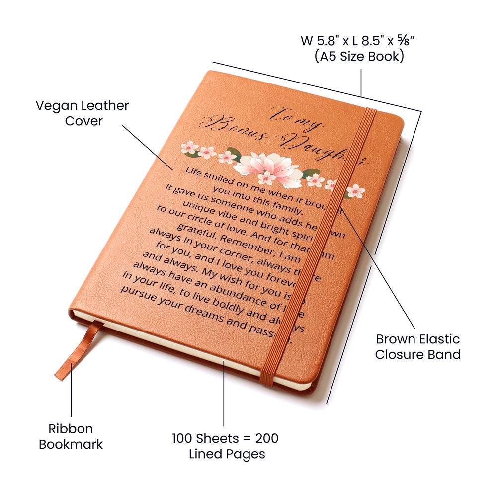 To My Bonus Daughter Personalized Floral Leather Journal – view 5