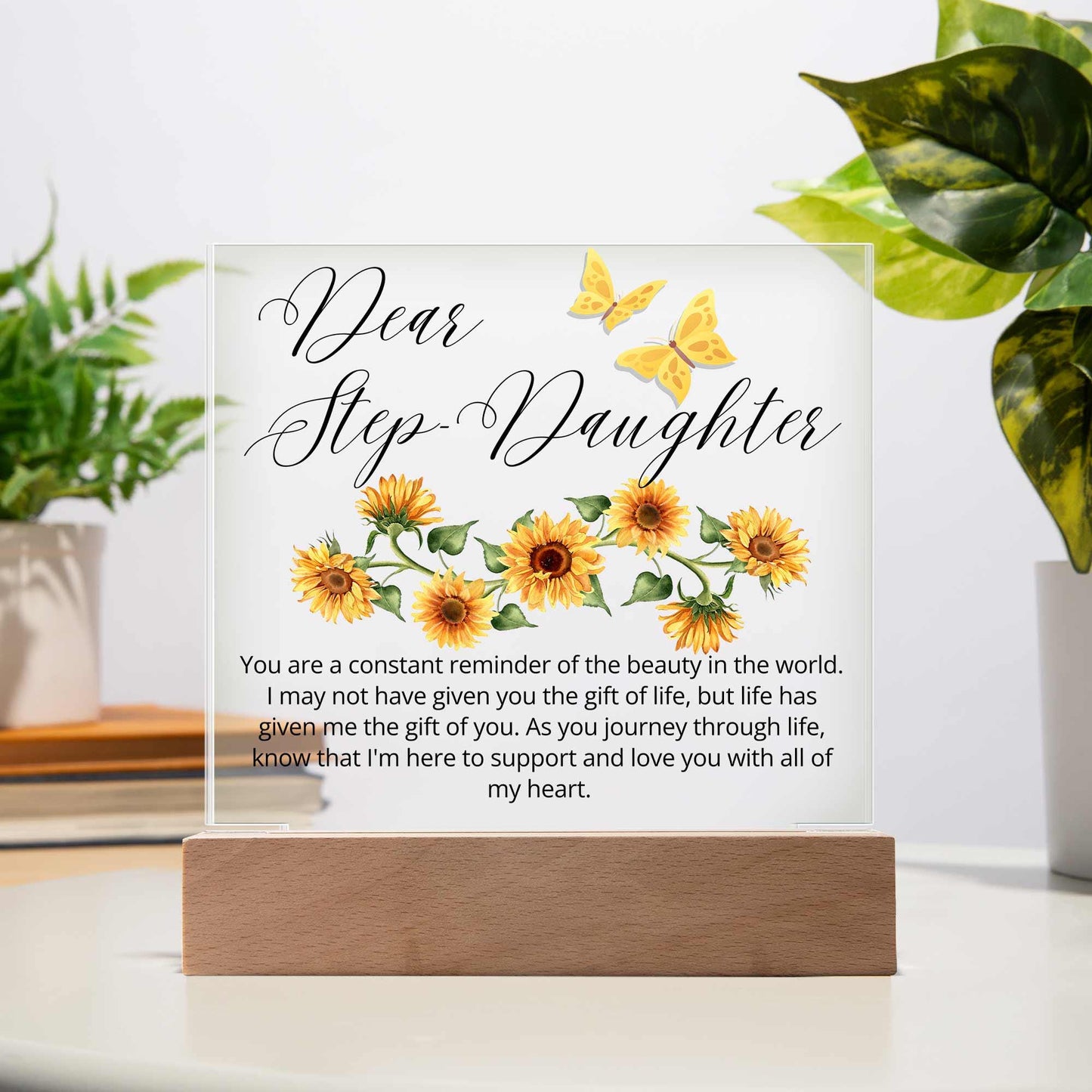 Dear Stepdaughter Personalized Sunflower LED Acrylic Plaque