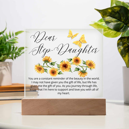 Dear Stepdaughter Personalized Sunflower LED Acrylic Plaque