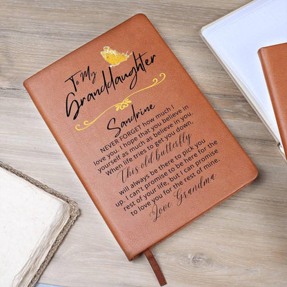 Personalized Granddaughter Butterfly Leather Journal – view 7