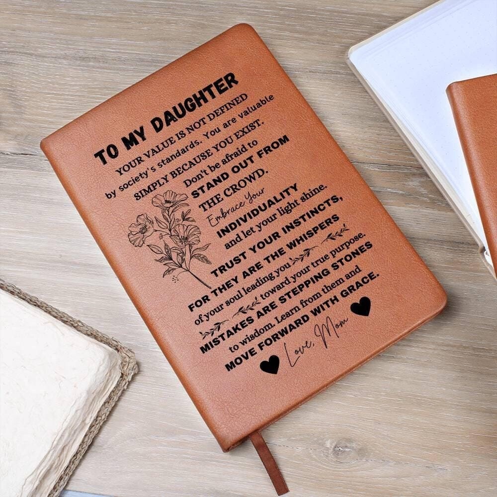 Personalized To My Daughter Leather Journal, Daughter Gifts from Mom, Daughter Christmas Gift, Daughter Birthday Gift, Daughter Weeding Gift