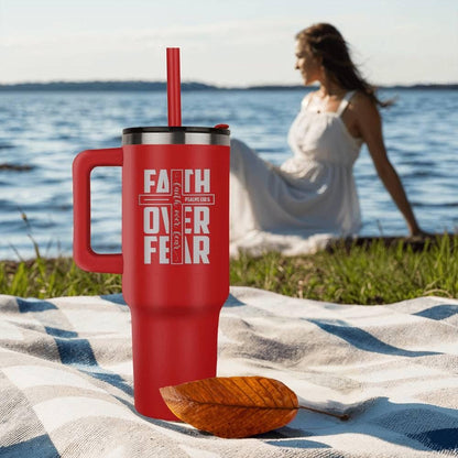 Faith Over Fear 40oz Leaser Printed Tumbler with Handle – view 6