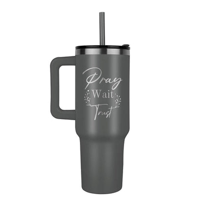 Pray Wait Trust Personalized Leaser Printed 40oz Tumbler with Handle – view 6