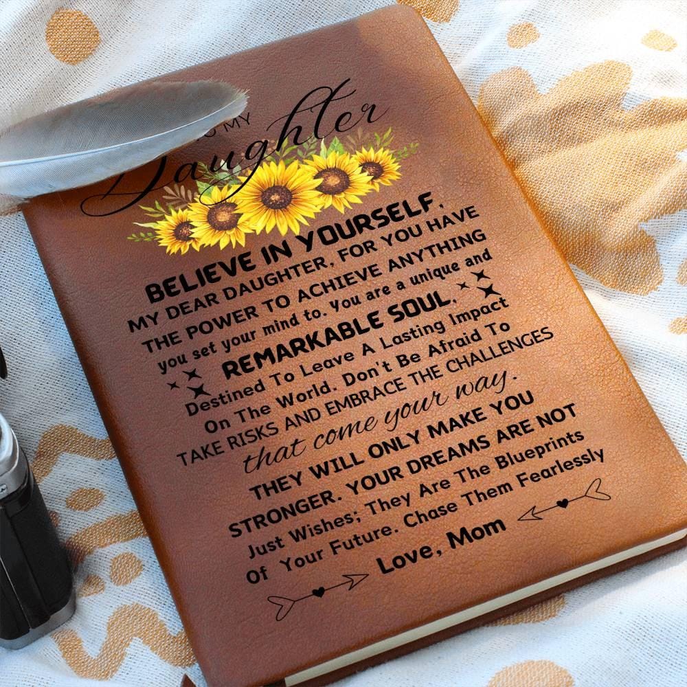 To My Daughter Personalized Sunflower Leather Journal – Gifts from Dad – view 8