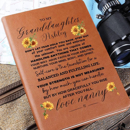 To My Granddaughter Sunflower Personalized Leather Journal – view 10