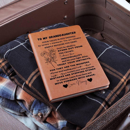 To My Granddaughter Personalized Leather Journal From Grandma – view 2