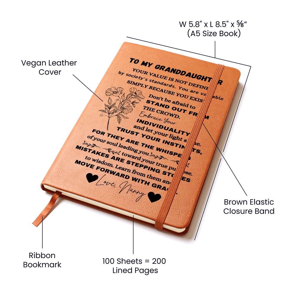 To My Granddaughter Personalized Leather Journal From Grandma – view 4