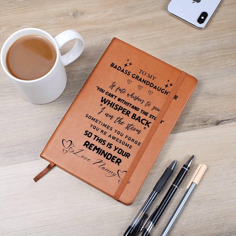 To My Badass Granddaughter Personalized Leather Journal – view 5