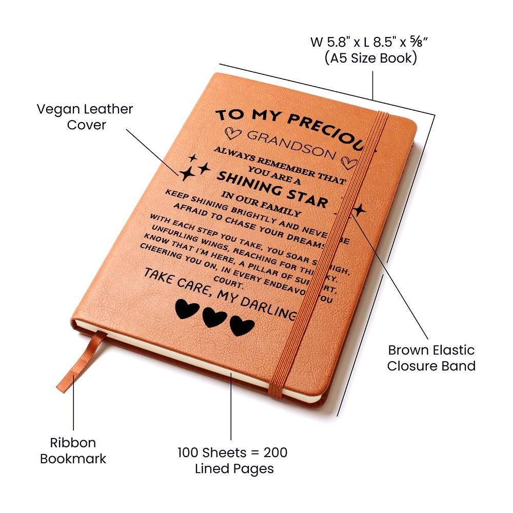 To my Precious Grandson Personalized Leather Journal – Christmas gift – view 3
