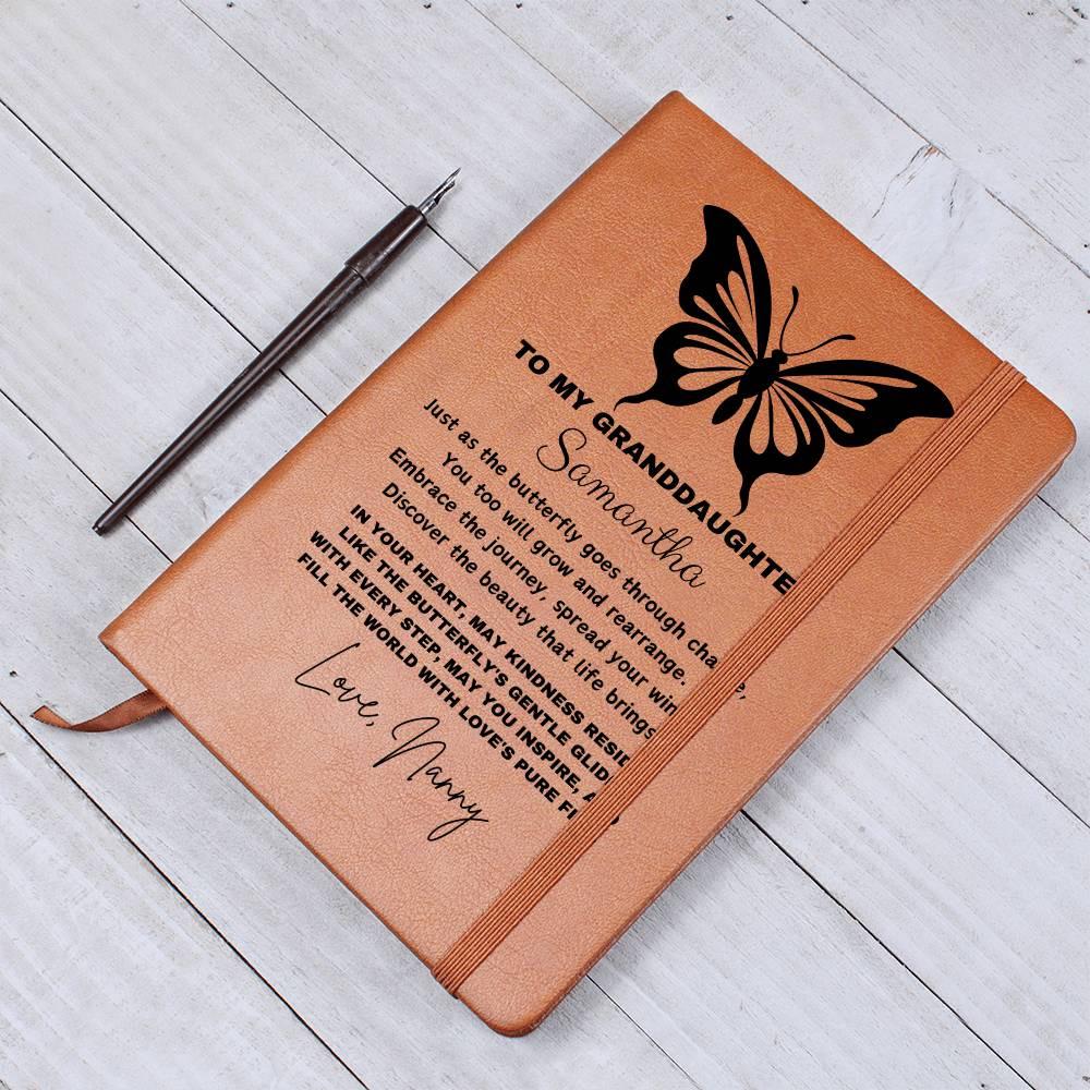 Personalized Granddaughter Butterfly leather Journal – view 7