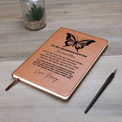 Personalized Granddaughter Butterfly leather Journal – view 10