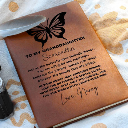 Personalized Granddaughter Butterfly leather Journal – view 9