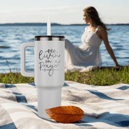 Living on a Prayer Leaser Engraved 40oz Tumbler – Christian Drinkware – view 10