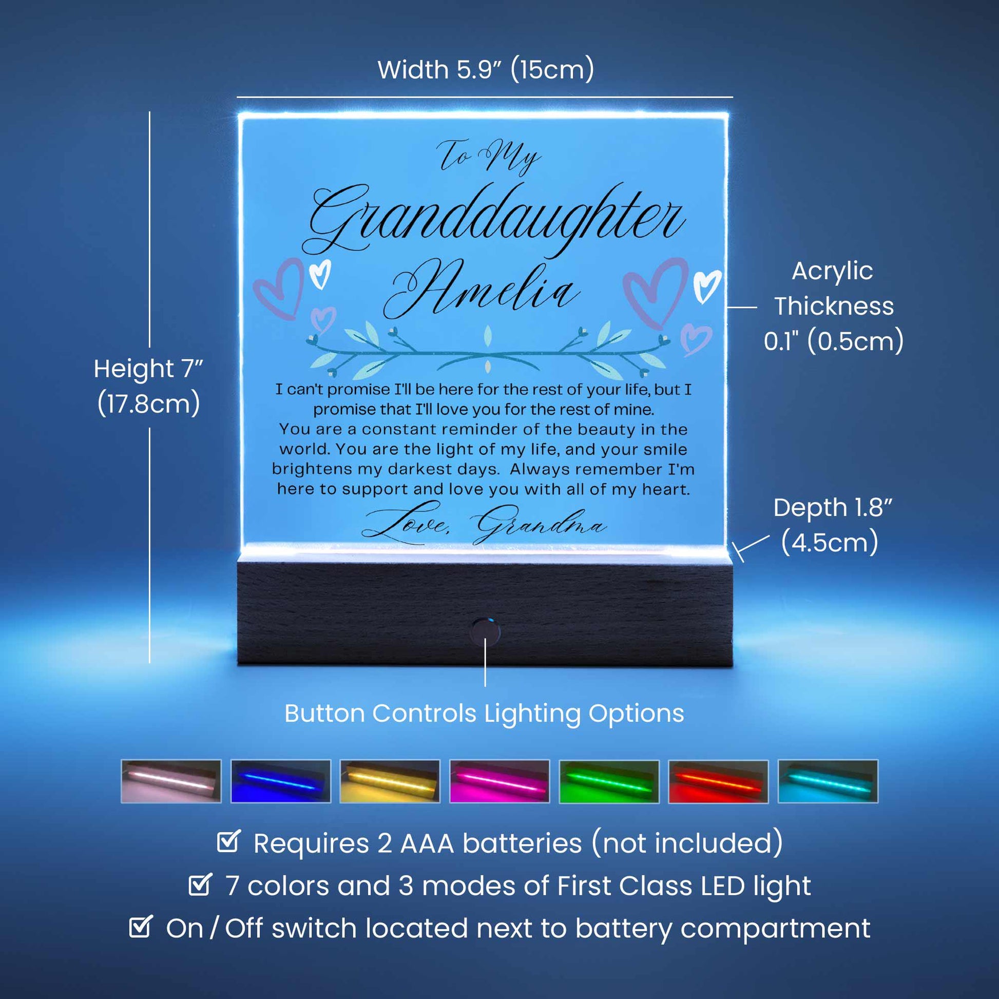 Daughter Personalized LED Acrylic Plaque – Daughter Graduation Gift – view 8