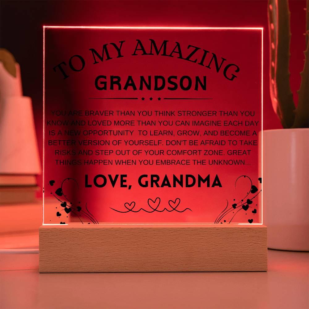 Personalized Grandson Nightlight LED Acrylic Plaque – view 4