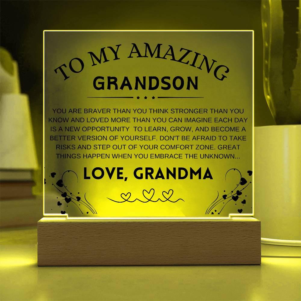 Personalized Grandson Nightlight LED Acrylic Plaque – view 3