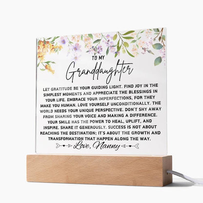 To My Granddaughter Personalized Floral Acrylic Plaque – view 7