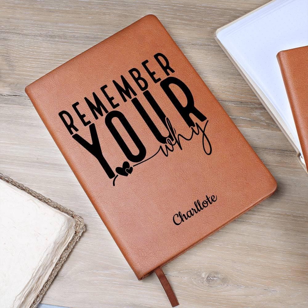 Remember Your Why Personalized Leather Journal – Manifesting Journal – view 3
