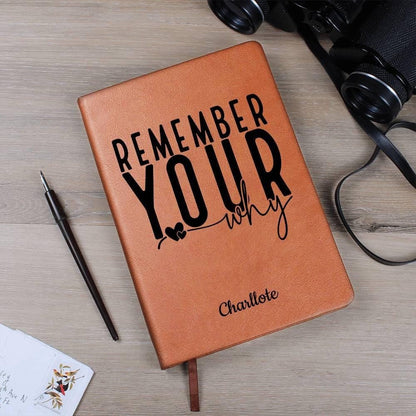 Remember Your Why Personalized Leather Journal – Manifesting Journal – view 2