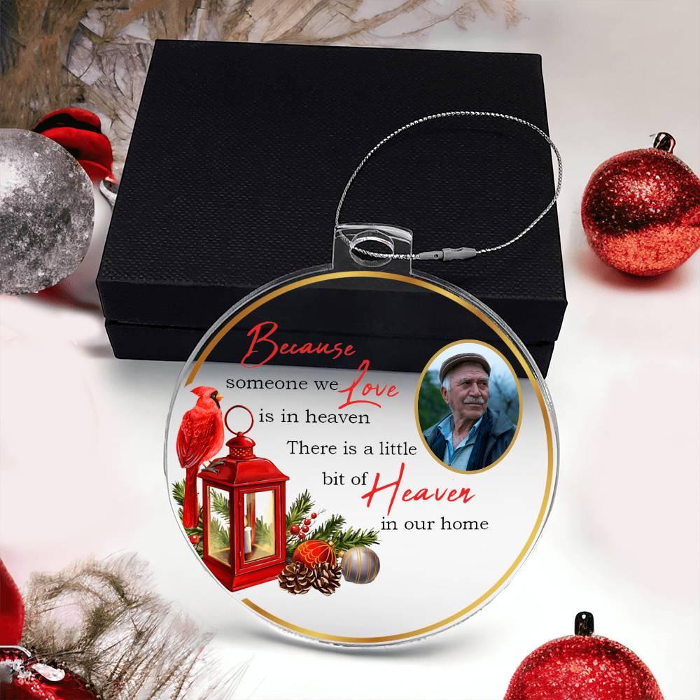 Custom Photo Christmas Memorial Acrylic ornament – Sympathy gift – view 3