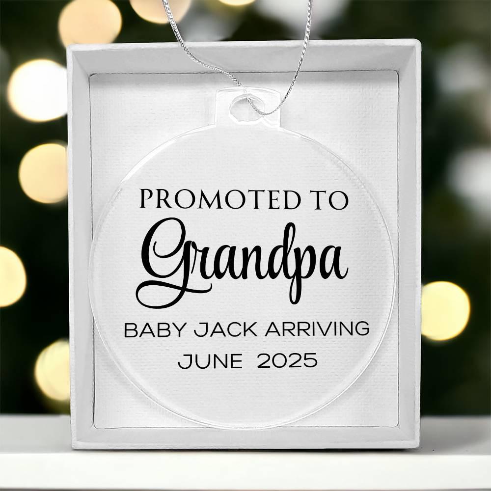 Promoted to Grandpa Baby Announcement Acrylic Ornament – view 8