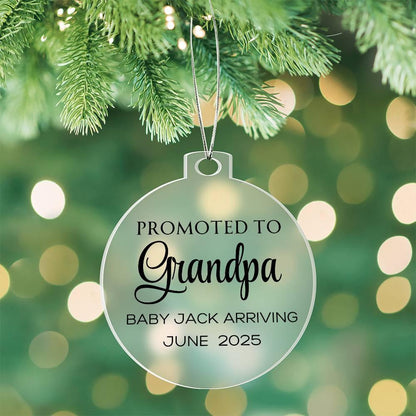 Promoted to Grandpa Baby Announcement Acrylic Ornament – view 7