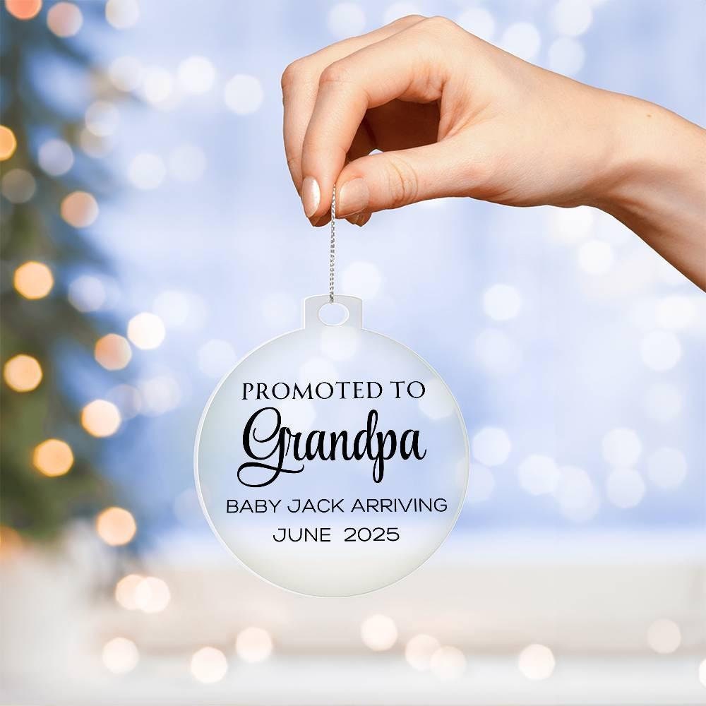 Promoted to Grandpa Baby Announcement Acrylic Ornament – view 6