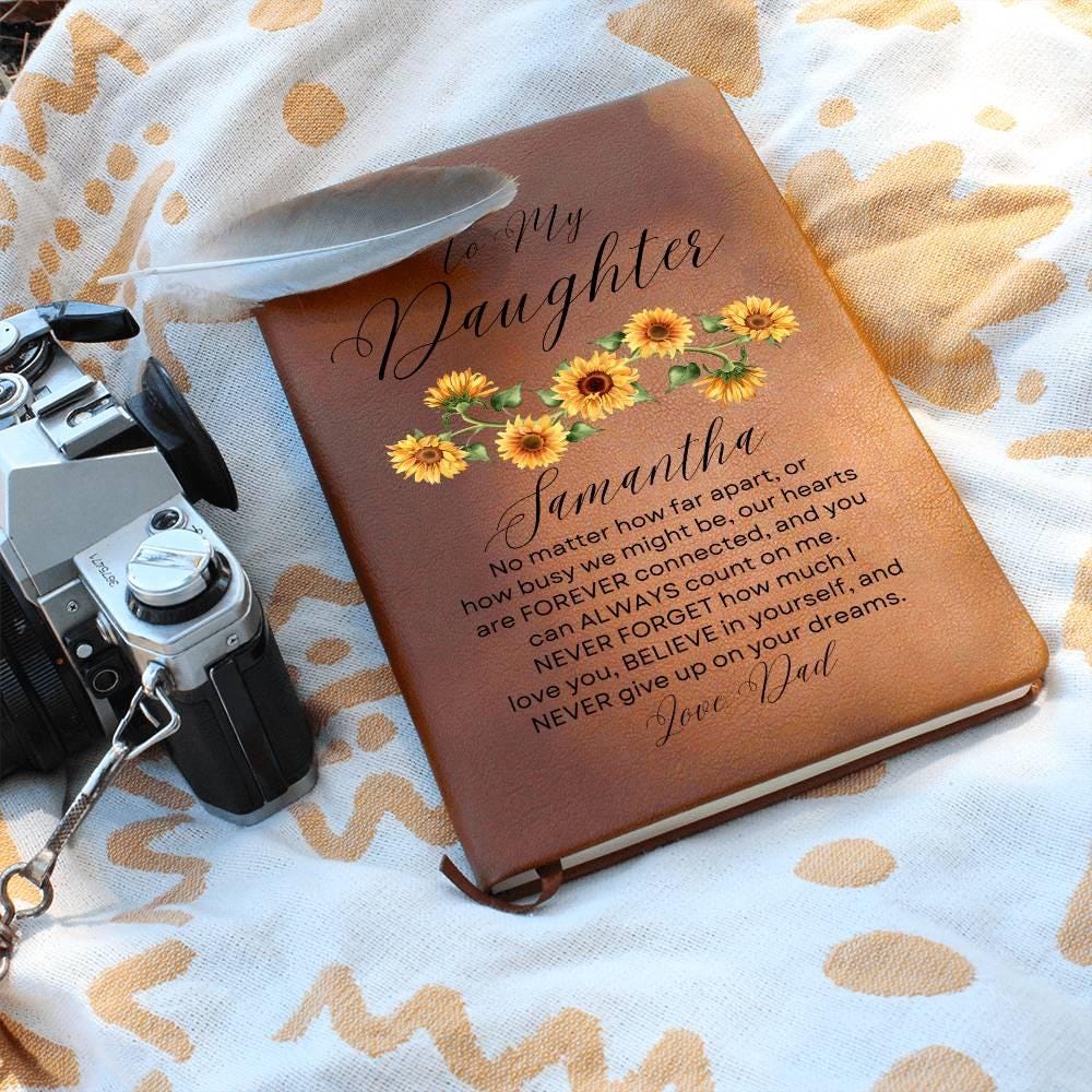 Personalized To My Daughter Sunflower Keepsake Leather Journal – view 10