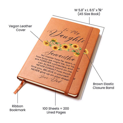 Personalized To My Daughter Sunflower Keepsake Leather Journal – view 2