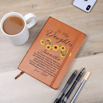 Personalized To My Daughter Sunflower Keepsake Leather Journal – view 7