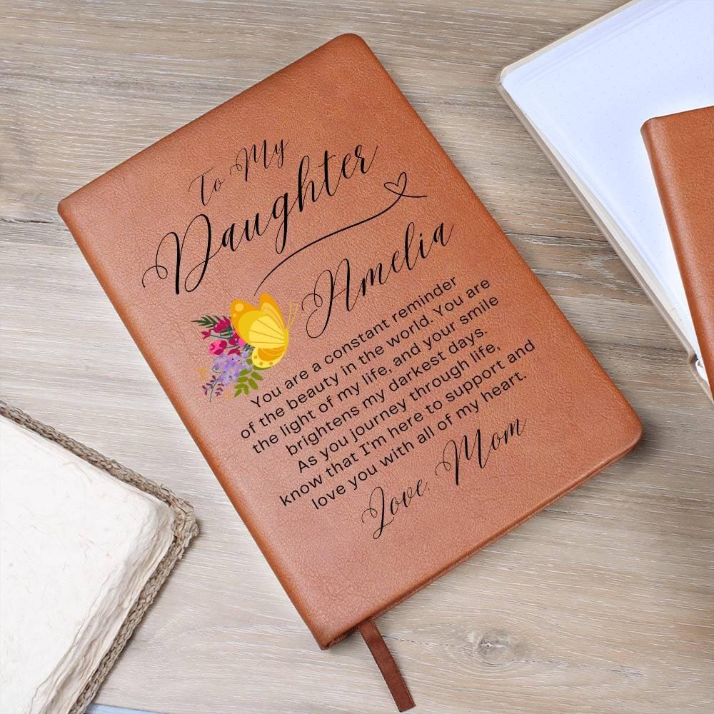 To My Daughter Butterfly Personalized Keepsake Leather Journal – view 5