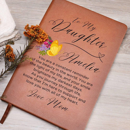 To My Daughter Butterfly Personalized Keepsake Leather Journal