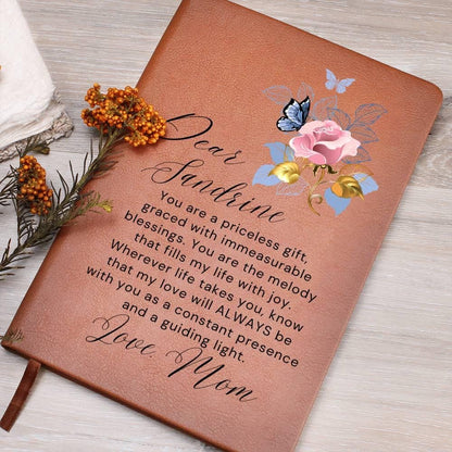 Daughter Personalized Floral Butterfly Leather Journal