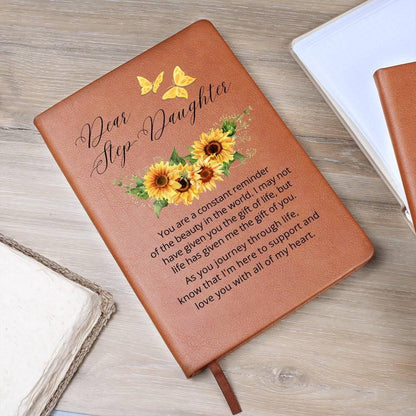 Dear Stepdaughter Personalized Sunflower Leather Journal – view 3