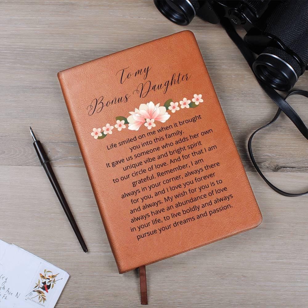 To My Bonus Daughter Personalized Floral Leather Journal – view 7
