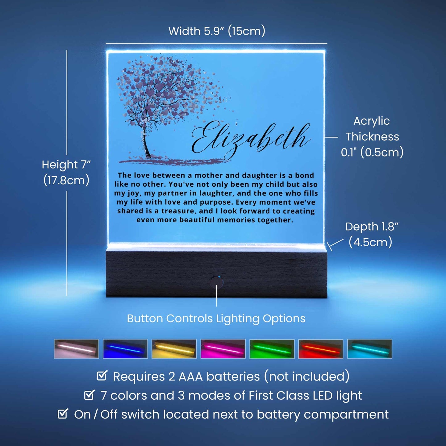 Personalized Mother Daughter LED Acrylic Plaque – view 4