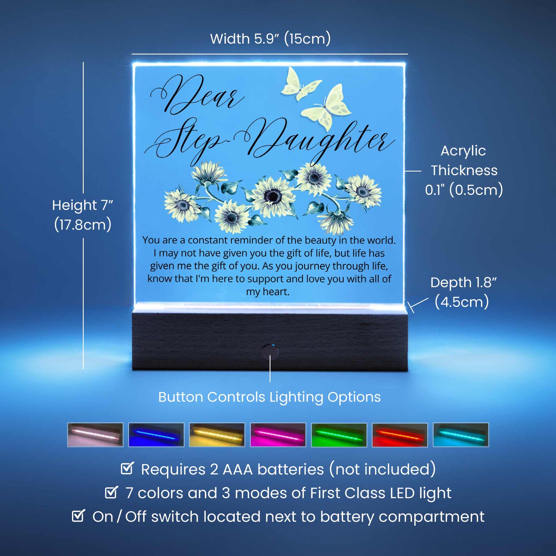 Dear Stepdaughter Personalized Sunflower LED Acrylic Plaque – view 5
